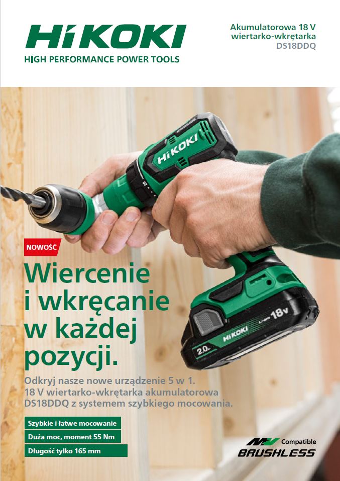 Wiertarko-wkrętarka 18V wymienne głowice DS18DDQ Hikoki