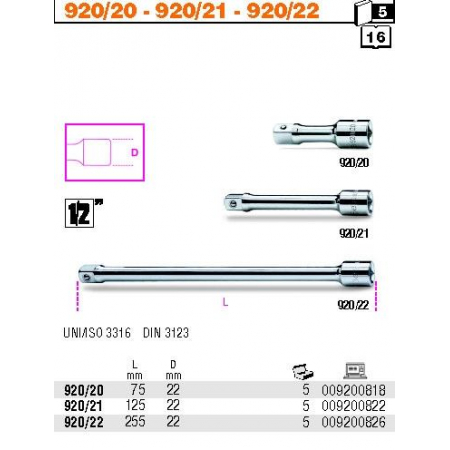 BETA PRZEDŁUŻACZ 1/2" 255mm  920/22-441654