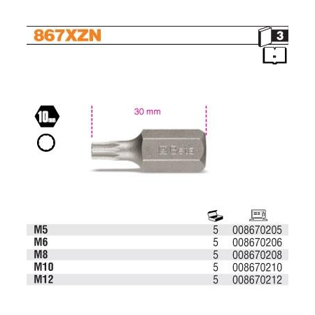 BETA KOŃCÓWKA WKRĘTAKOWA PROFIL XZN / SPLINE M10 x 30mm 10mm-450454