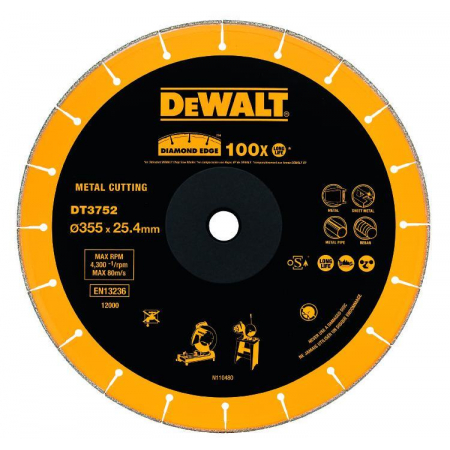 DEWALT TARCZA DIAMENTOWA EXTREME DO METALU 355 x 25,4mm-451559