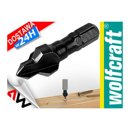 WOLFCRAFT WIERTŁO Z POGŁĘBIACZEM 3-8mm, CHWYT 6-KĄT 1/4"-472381