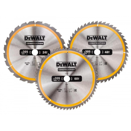 Zestaw 3 sztuk pił tarczowych do drewna 305x30x3.0mm DT1964-QZ DeWalt