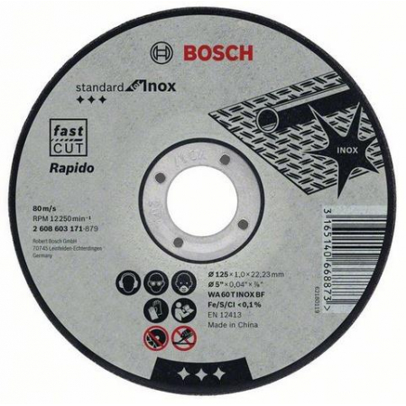 Tarcza tnąca prosta 125x22,23 Standard For Inox 2608603171 Bosch