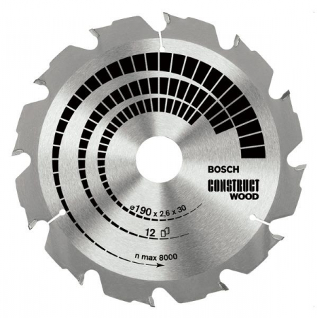 Piła tarczowa Construct Wood 190x2,6x30x12z 2608640633 Bosch