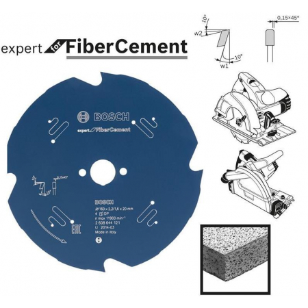 Piła tarczowa Fiber Cement Expert 165x20mm 4-zęby 2608644122 Bosch