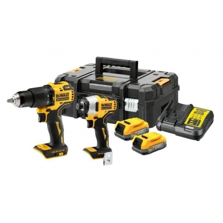 Zestaw elektronarzędzi 18V wkrętarka udarowa DCD709 + zakrętarka DCF809 2x1,7Ah POWERSTACK DCK2062E2T-QW DeWalt