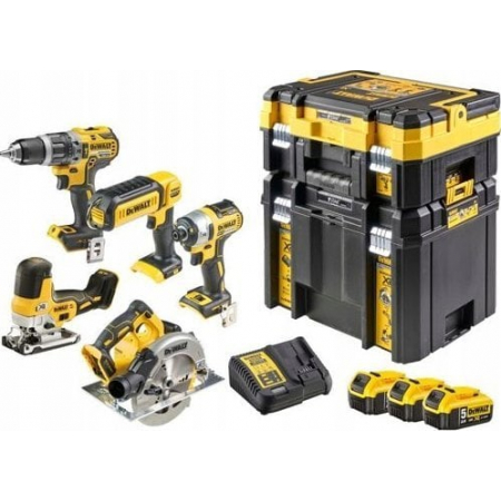 Zestaw elektronarzędzi 18V (DCD796 + DCF887 + DCS570 + DCS335 + DCL050) 3x5,0Ah 2x TSTAK DCK500P3T-QW DeWalt