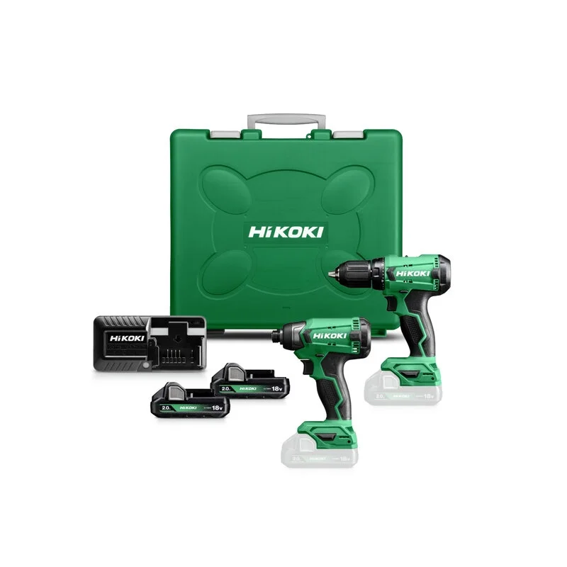 Zestaw elektronarzędzi 18V (wiertarko-wkrętarka DS18DA, zakrętarka WH18DA) 2x2,0Ah KC18DA WAZ Hikoki