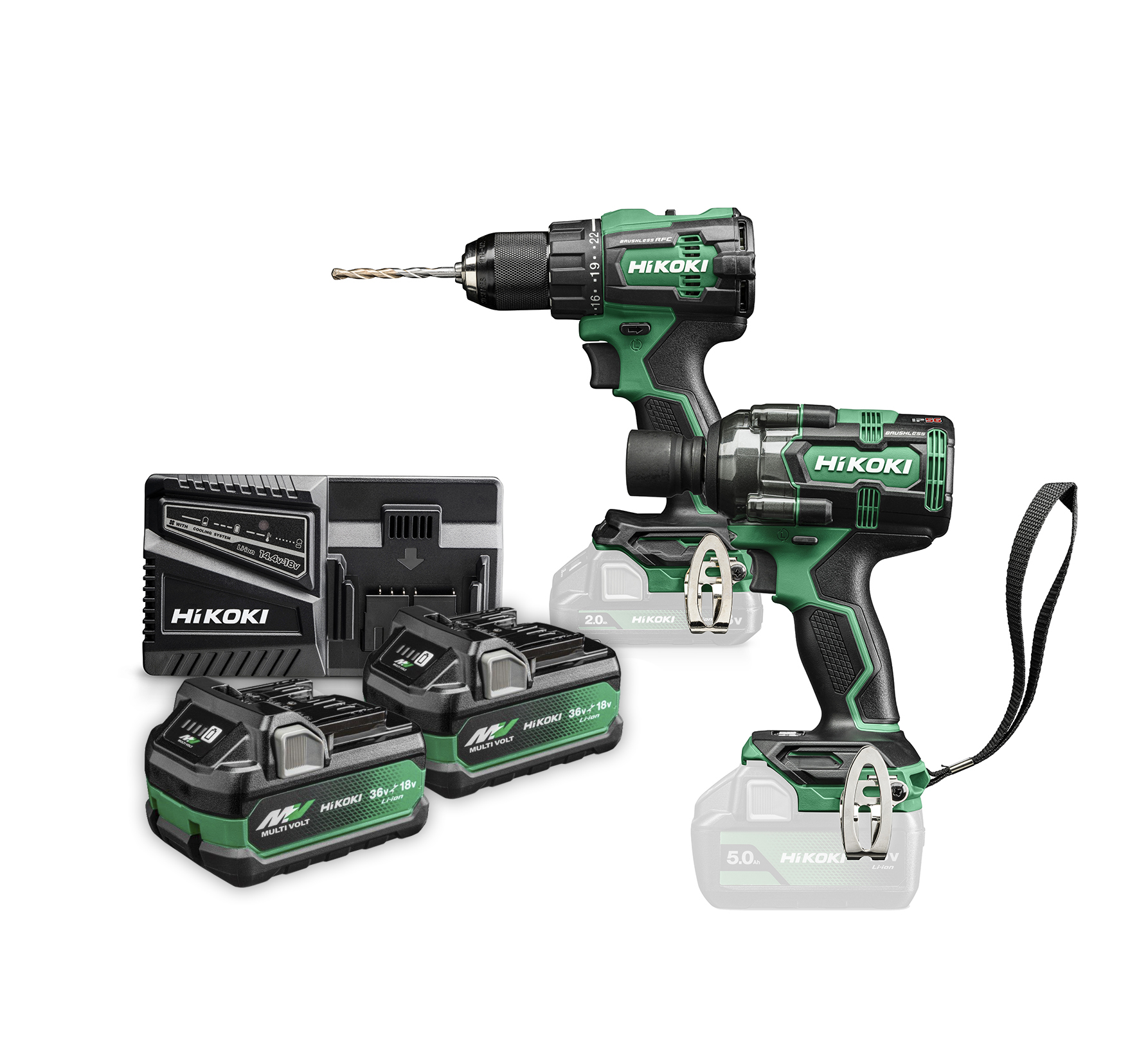 Zestaw elektronarzędzi 36/18V (wkrętarka DS18DE, klucz WR18DH) 2x5,0Ah KC18DE WJZ Hikoki
