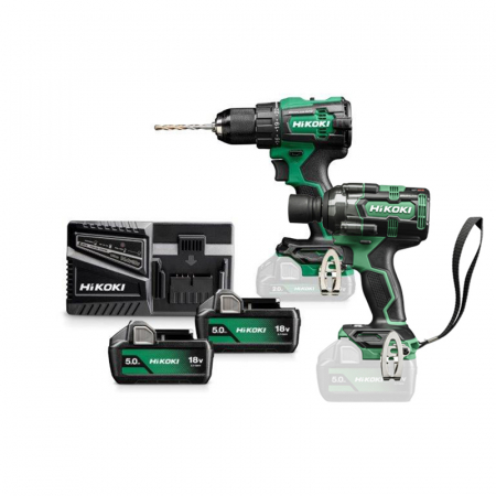 Zestaw elektronarzędzi 18V (wkrętarka DS18DE, klucz WR18DH) 2x5,0Ah KC18DE WKZ Hikoki