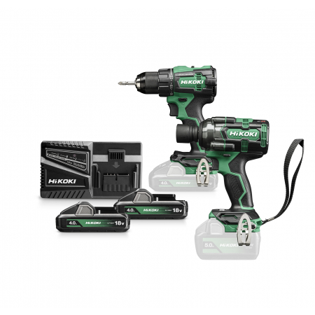 Zestaw elektronarzędzi 18V (wkrętarka DS18DE, klucz WR18DH) 2x4,0Ah KC18DE WLZ Hikoki