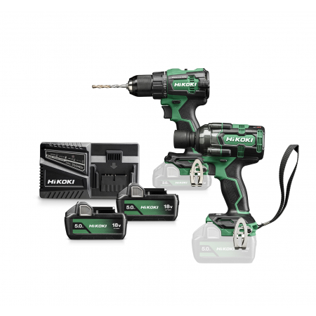 Zestaw elektronarzędzi 18V (wkrętarka udarowa DV18DE, klucz WR18DH) 2x5,0Ah KC18DE WMZ Hikoki