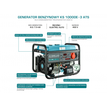 Generator benzynowy 7,5kW 230/400V KS 10000E-3 ATS, AVR KÖNNER & SÖHNEN
