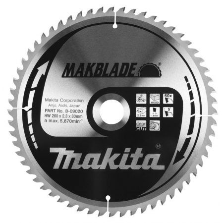 Piła tarczowa do drewna 250x30 mm 40 zębów Makblade B-09818 Makita