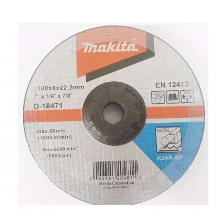 Tarcza do szlifowania metalu A24R 180x6x22,2 mm wygięta D-18471 Makita